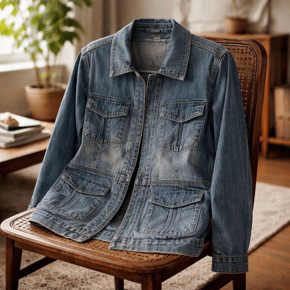Cato distressed jean jacket. Size: Small